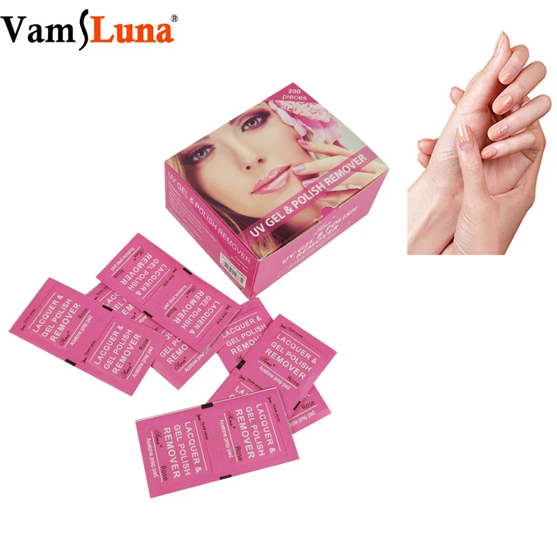 

200 Pieces Random Color Finger and Foot Nail Polish Remover Lint Free Nail Wipe Art Gel Wipe Cotton Pads