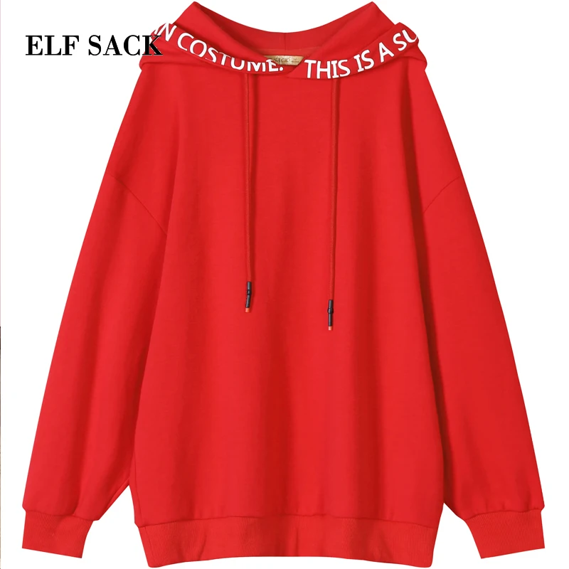 ELF SACK Women Hoody Sweatshirt Hot Womens Casual Loose Hip Pop Hoodies Oversize Female Sweatshirts Tops Autumn Fashion Week Hoodies