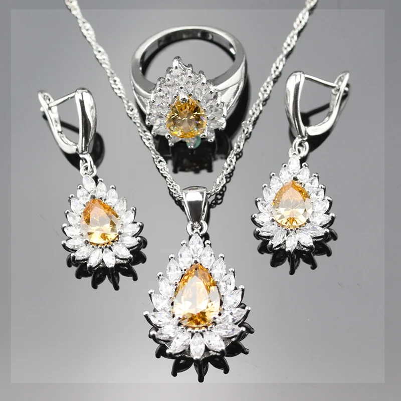 2017 Fashion Yellow orange Morganite Bridal Jewelry Sets ...