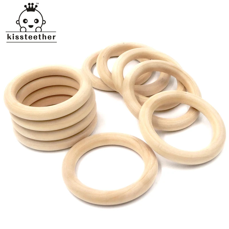 25mm(0.98'') Nature Wooden Ring Teether Montessori Baby Toy Organic