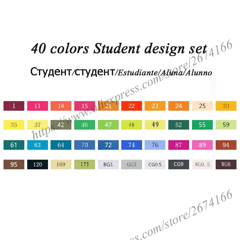 TOUCHNEW 30/40/60/80/168 Цвет маркер для рисования зубная щетка с двумя головками на спиртовой основе фломастеры для рисования набор ручной росписью для школьных принадлежностей - Цвет: 40 Color Student