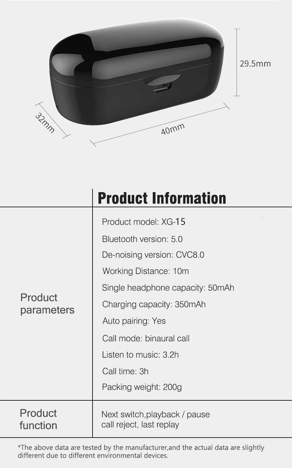 TWS IPX5 Bluetooth V5.0 наушники 3D стерео беспроводные мини с двойным микрофоном для телефона Xiaomi huawei samsung