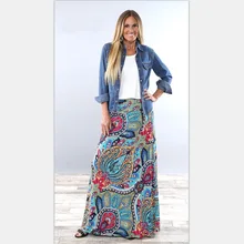 TUHAO богемные женские юбки размера плюс 3XL весна лето модные длинные юбки с цветочным принтом повседневные женские юбки LM45