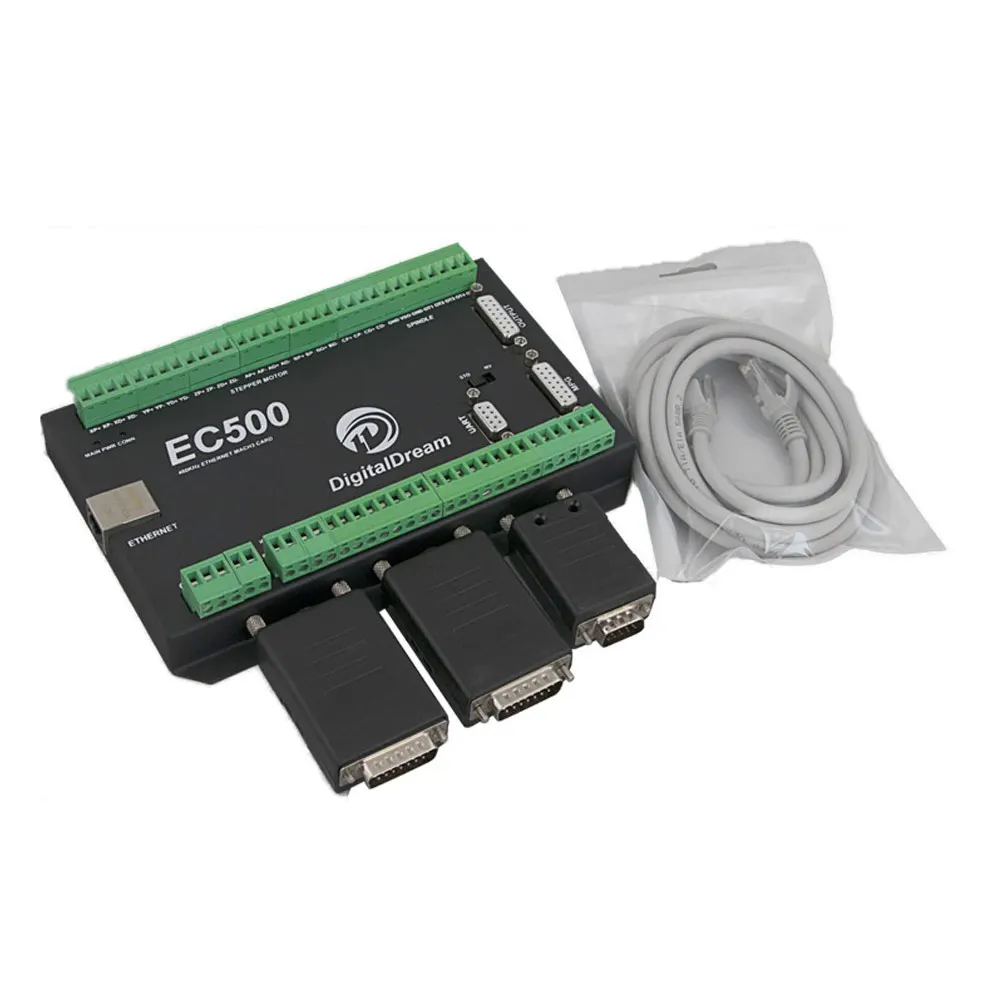 

EC500 Ethernet 3/4/5/6 Axis Mach3 CNC Motion Control Card Breakout Board 460KHz 24V DC Support Standard MPG&Stepper/Servo Driver