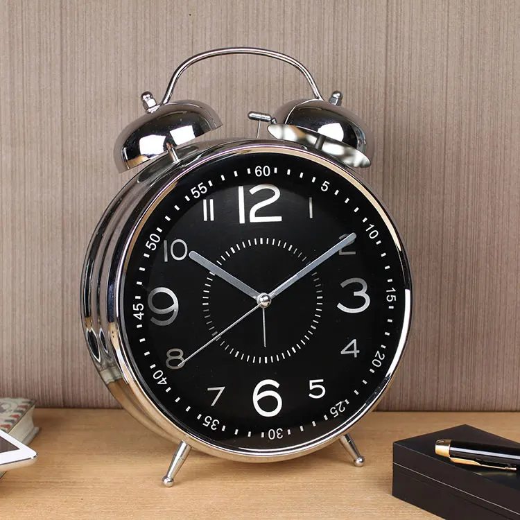 8 Inches Alarm Clock Retro Watch Table Metal Ringing Bell Digital Table