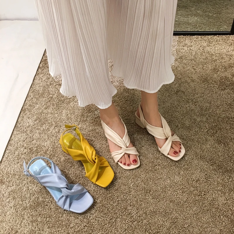 

Women's shoes sandals 2019 new summer open toe winding with high heels