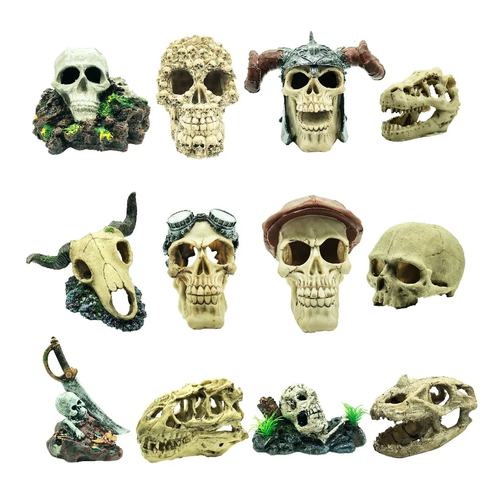 

Pirate Dinosaur Horror Skull Head Decor Resin Old Landscaping Aquarium Decoration DIY Retro Simulation Fish Tank Accessories