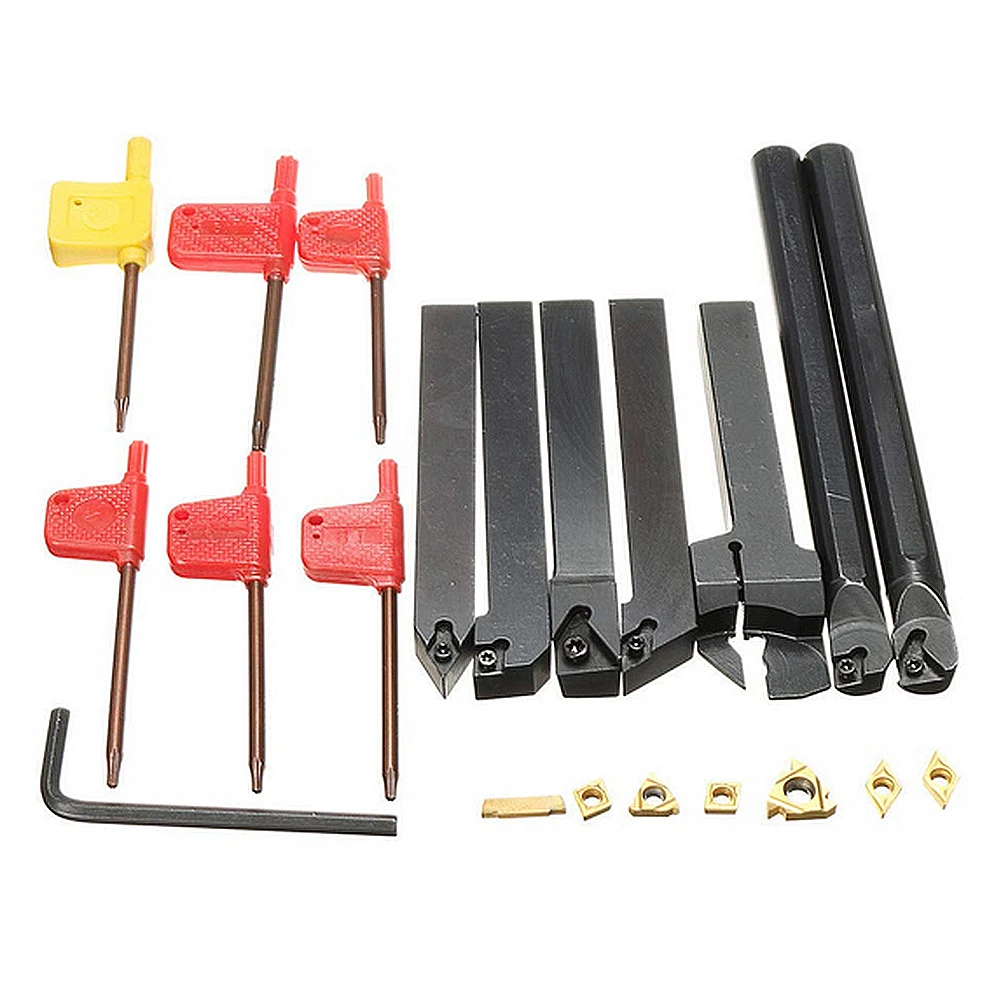 

7pc Lathe Turning Tool Torno Lathe Tools Holder Solid Carbide Inserts Holder Boring Bar Lathe Cutter Metal Turning Rod Industria