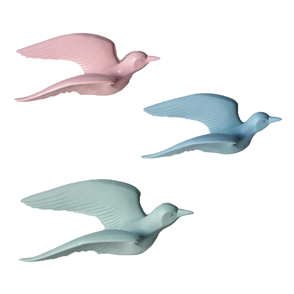 3D Resin Flying Seagull Birds Crafts Wall Art Sculpture Living Room Bedroom Wall Hanging Decoration