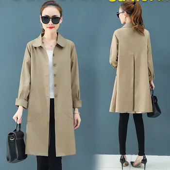 

2020 Spring Autumn Women Trench Coat New Fashion Female Loose Thin Long Trench Office Lady Windbreaker Business Outerwear Tops