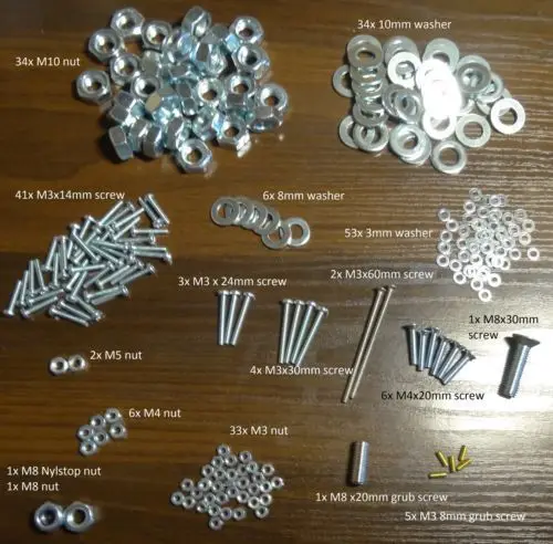 

RepRap Prusa i3 rework full fasteners screw nuts kit set for DIY prusa 3D printer