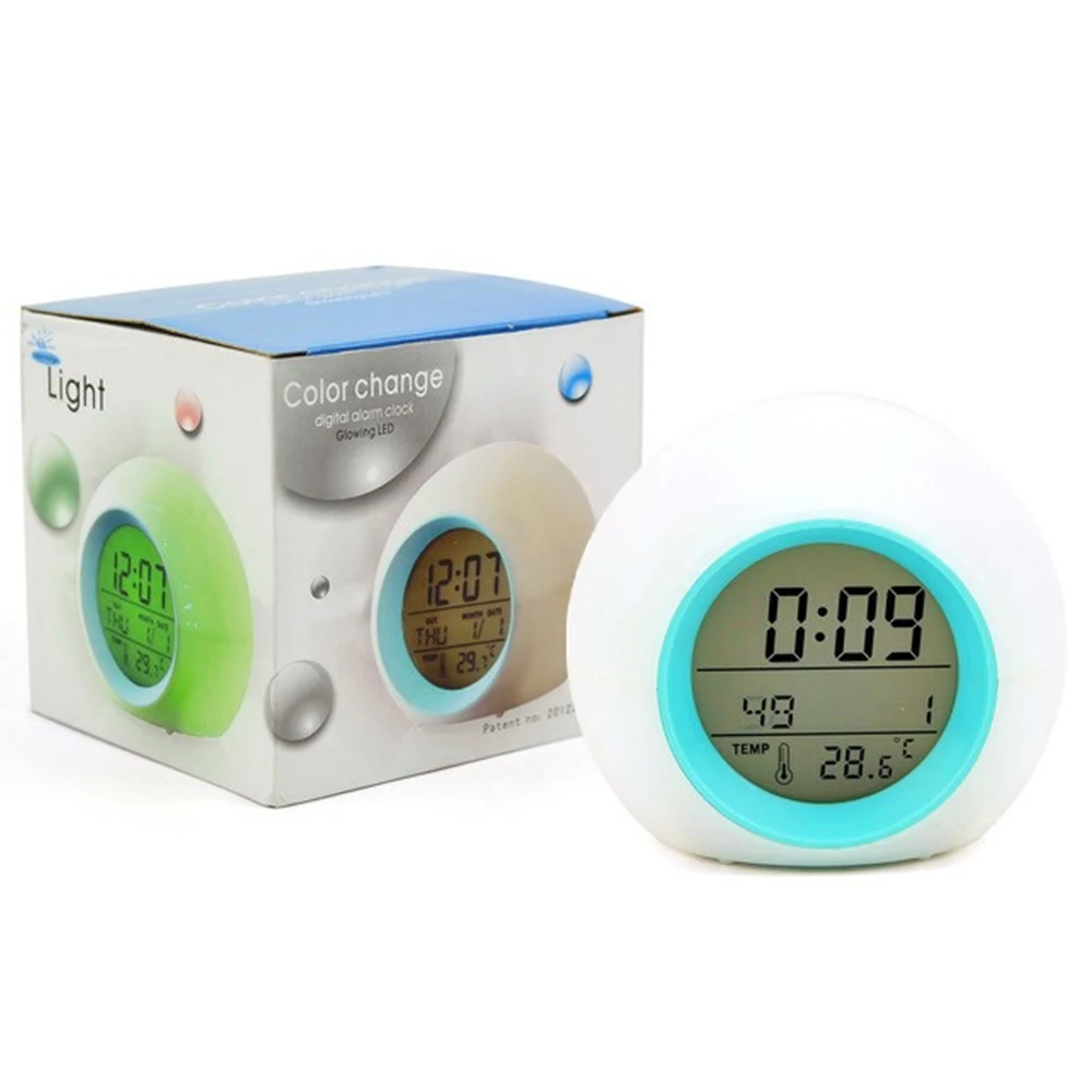Будильник Wake Up цифровые часы с 7 цветов Изменение пресс-контроль функция повтора для детей детская спальня украшения