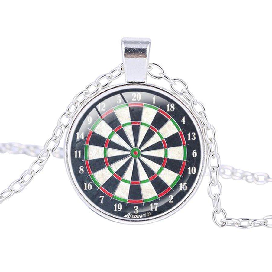 

Vintage Dartboard Black Red Necklace Dartboard Jewelry Dartboard Pendant Dart Target Game Necklace Dart Sports Pendant Pingentes