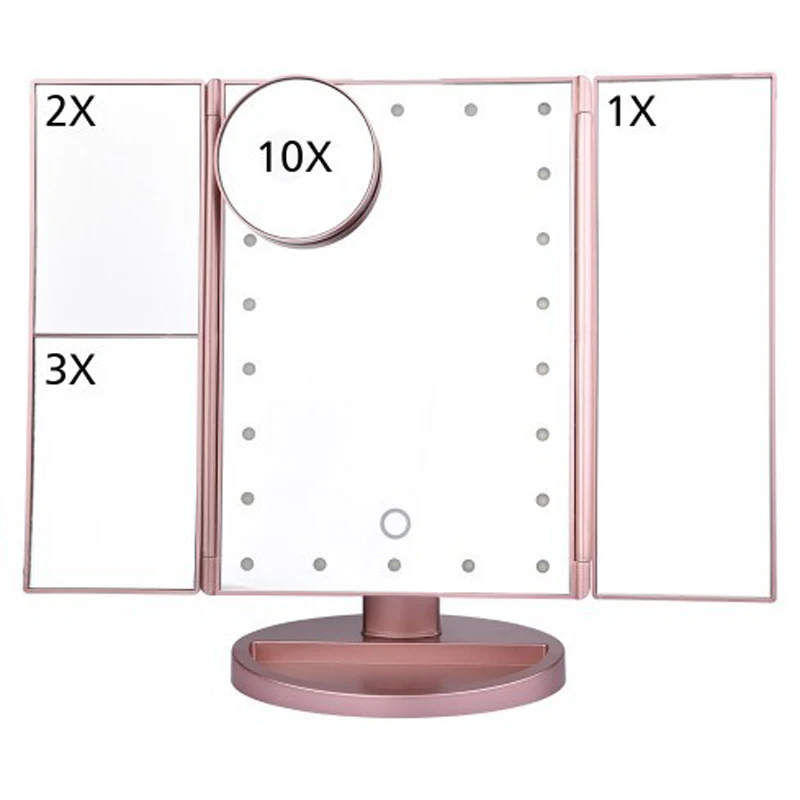 Зеркало для макияжа с 22 светодиодами косметическое зеркало с сенсорным экраном аккумулятор управляемое зеркало для макияжа 2X/3X/10X увеличительные зеркала