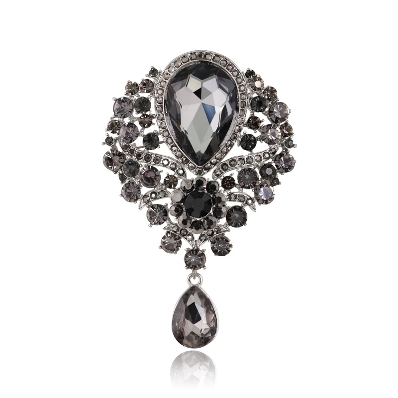 

2015 Hot Sale Vintage Brooches Elegant Design Six Color Big Size Brooch AB Rhinestone White K Plated Jewelry Brooches For Women
