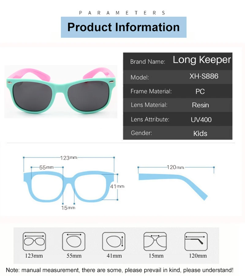 LongKeeper поляризованных солнцезащитных очков дети гибкие высокого качественные очки детей квадратная рамка для UV400 очки HD объектив солнцезащитные очки