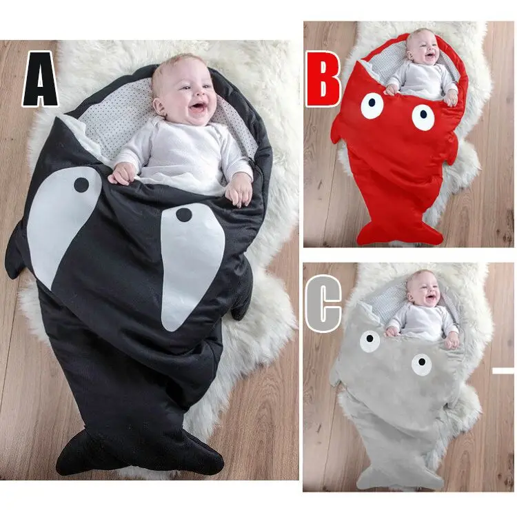 Милый спальный мешок с рисунком акулы для малышей; теплое детское одеяло для пеленания; зимний спальный мешок для малышей; одежда для сна для младенцев; SD02