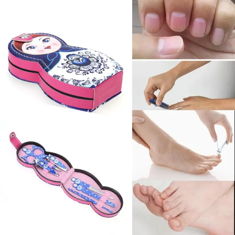 

6pcs Nail Art Manicure Tool Nail Cuticle Clippers Pedicure Manicure Cleaner Grooming Kit Case Manicure Tool Painted Cute Gift