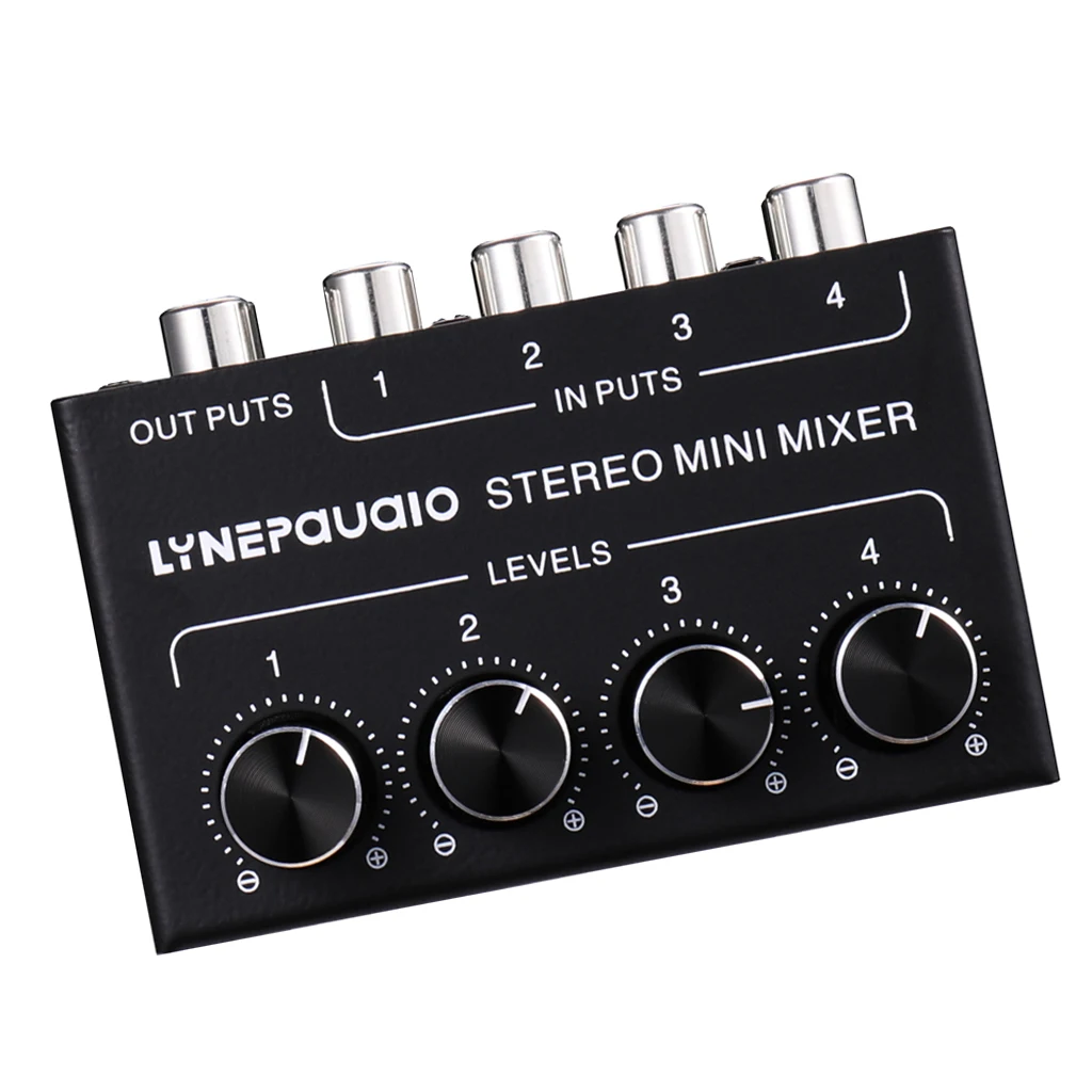 Mini Stereo RCA 4-channel Passive Mixer Lossless Audio for CD Player Tape Player PC 