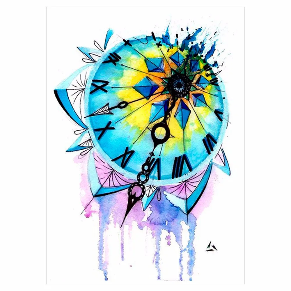 DIY 1 Sheet Women Men Clock Time Decal Tattoo KM-103 Waterproof Temporary Body Art Tattoo Sticker Beach Bar Night Party Supplies (2)