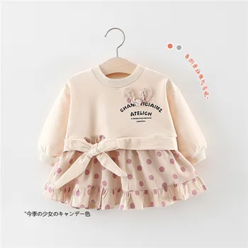

2019 Baby Girl Spring Autumn Dress Cute Cartoon Big Bow Girls Infant Toddler Princess Dresses Kids Clothes Wholesale