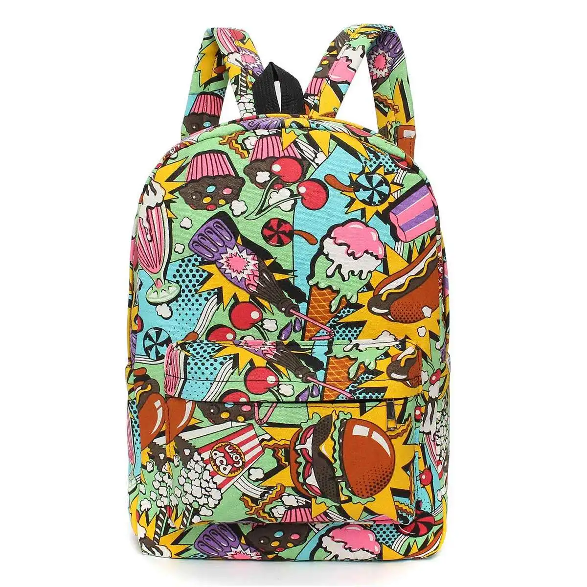 Hippie Canvas Backpacks Student School Bag Graffiti Backpack Cartoon
