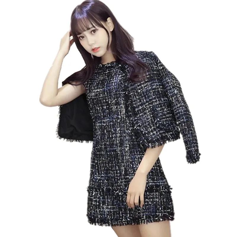 

ZAWFL 2019 Spring And Autumn Womens Clothing Sets Ladies Tweed Suit Two Piece Tassel Button Crop Top And Tassel Skirt Set
