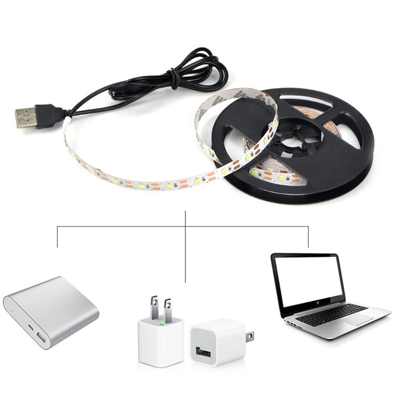 

5V USB 3AA Battery Power LED Strip SMD2835 Flexible LED Tape Ribbon 1M 2M 3M 4M 5M Desktop Screen Background Ambilight TV