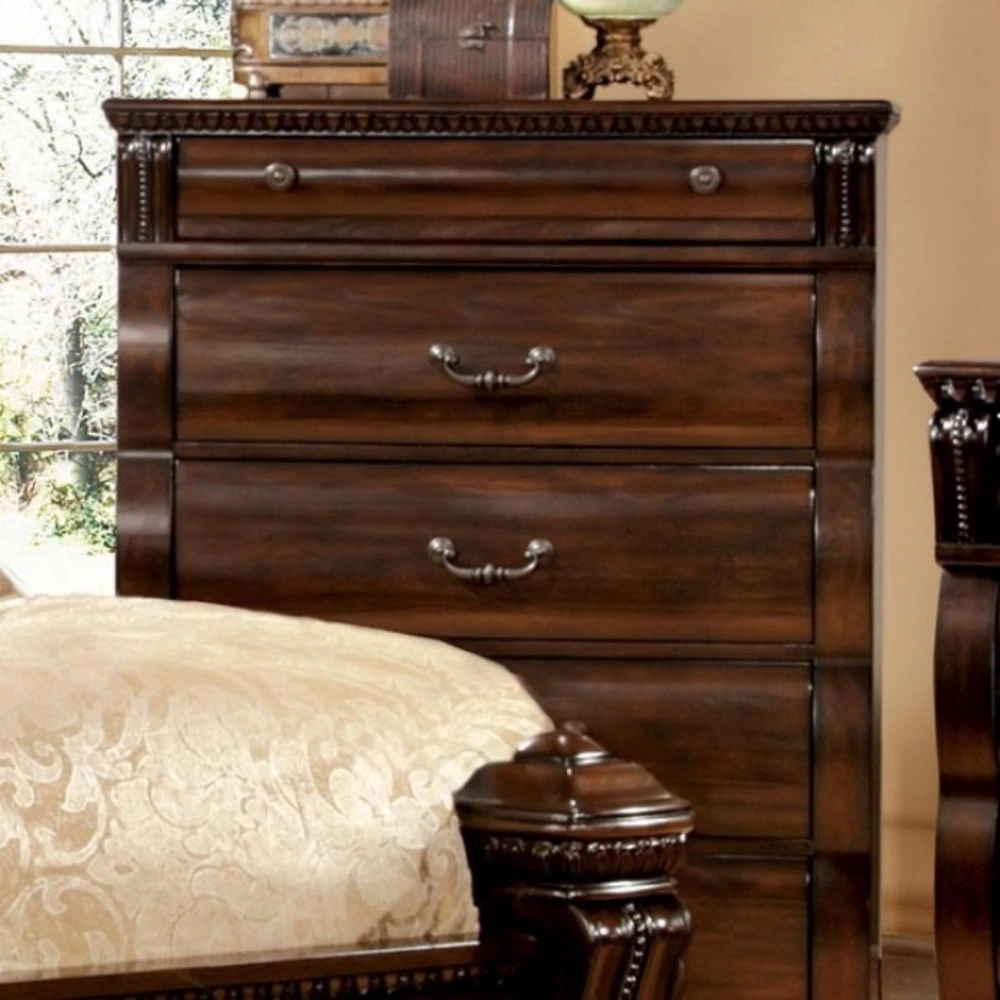Roomy Leisurely Wooden Chest, Cherry Brown