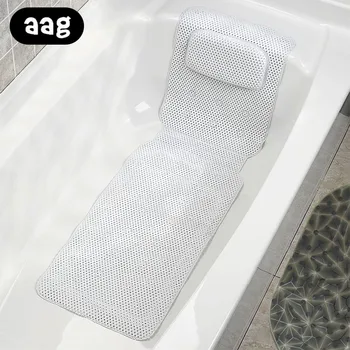 

AAG PVC Foam Bathtub Mat Universal Hollowable Hanging Drying Massage Pillow Pad Non-slip Full Body Spa Pillow Cushion 125*36cm