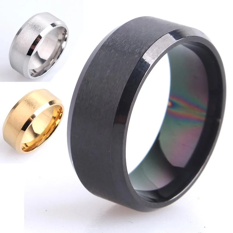 8 mm plata oro negro TitaniumSteel anillos de dedo para hombre TING joyería|ring wing|gold engravable ringsgold infinity - AliExpress