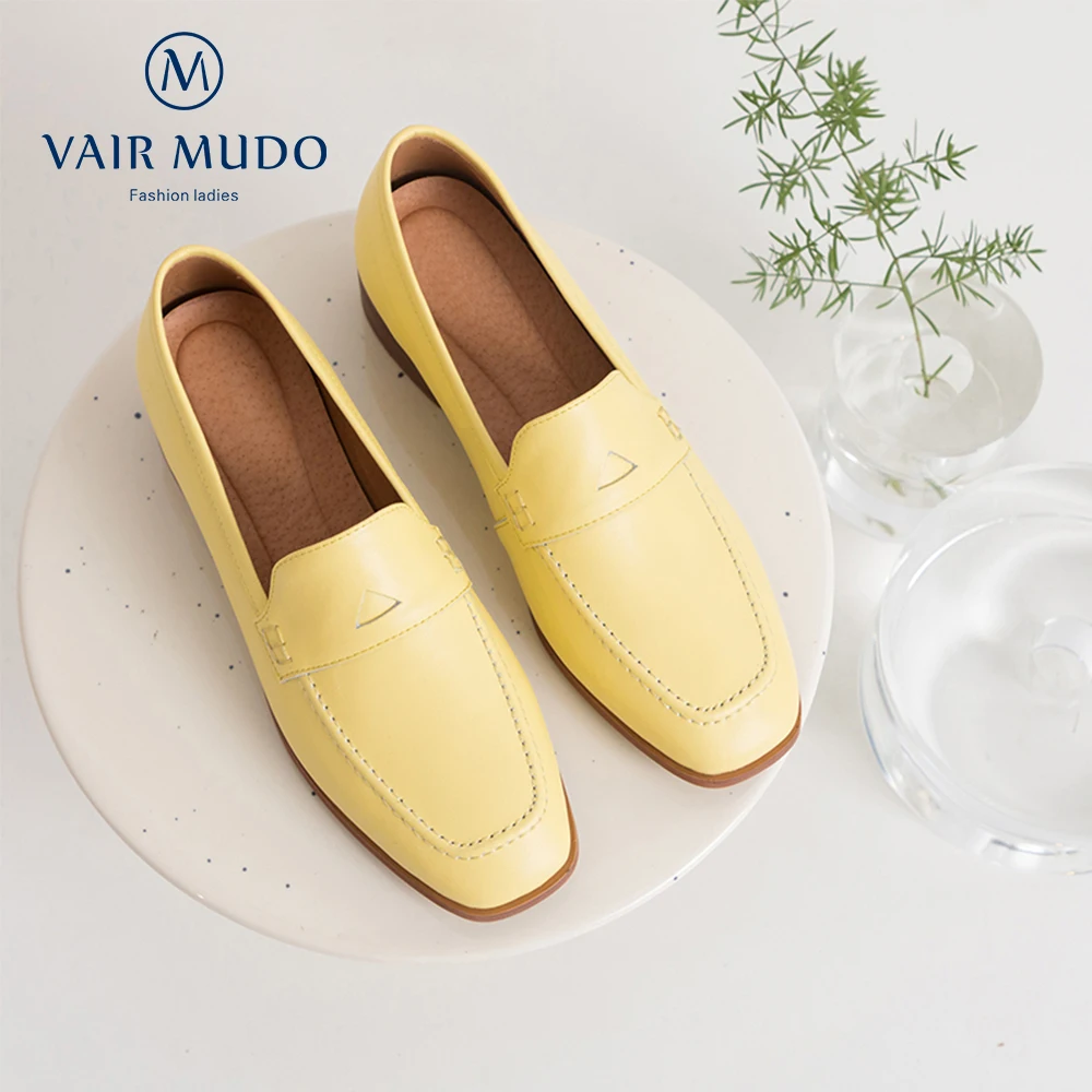 

VAIR MUDO New Fashion Elegant Shoes Women Low Heel Genuine Leather Top Quality Handmade four seasons Leisure women shoes D12L