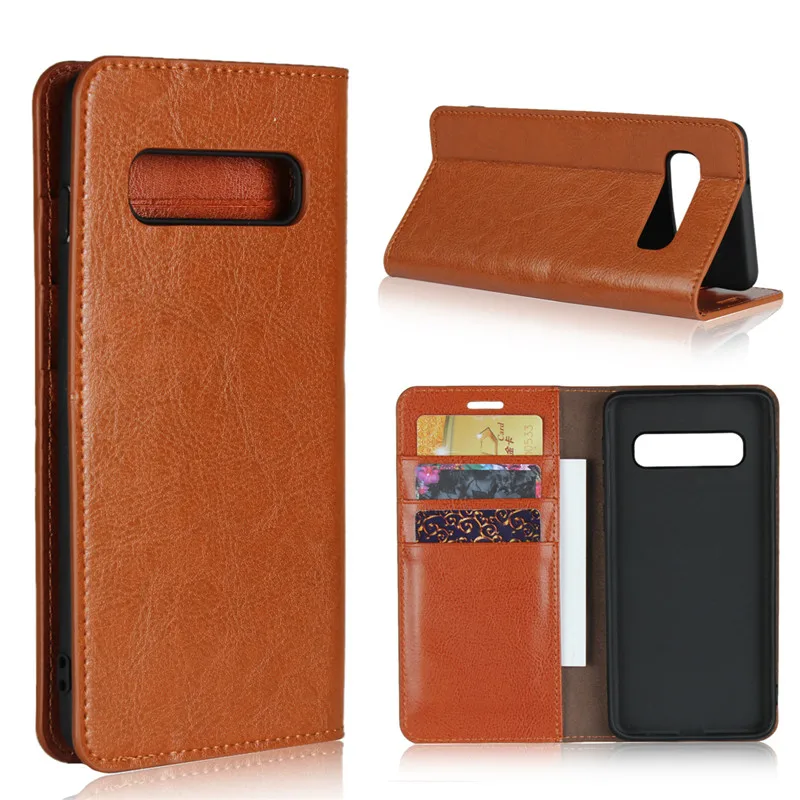 Чехол книжка из натуральной кожи для Samsung Galaxy S10 M10 M20 M30 A10 A30 A40 A50 S10|Чехлы-портмоне| |