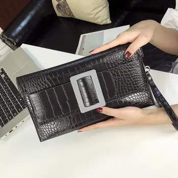

LYKANEFU Envelope Clutch Bag Crocodile Pattern Women Clutches Wristlet Hand Bag Designer Ladies Shoulder Bags Evening Clutch