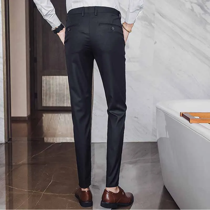 Slim Fit Мужской брюки на молнии классические Повседневное брюки мужские платье в деловом стиле Slim Jogger стрейч