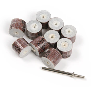 

10pc 15mm*14mm Grinding Buffing Sandpaper Flap Wheel Head w/ Mandrel for Rotary Dremel Tool