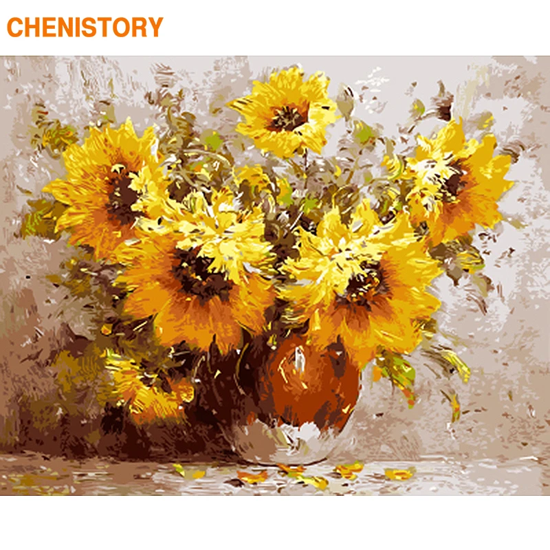 

CHENISTORY Frame Flowers DIY Painting By Numbers Wall Art Picture Coloring By Numbers Handpainted Gift For Home Decor Artwork