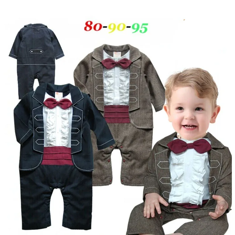 Free Shipping 3 sets/lot Baby Boy’s Formal long sleeve Romper
