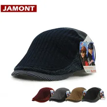 [JAMONT] модная Зимняя кепка, мужские козырьки, тёплые вязаные шапки, мужские береты, зимняя плоская шапка, кепка, английский стиль, Gorra