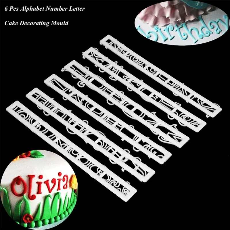 6 Pcs Alphabet Number Letter Fondant Moulds Size Plastic Cake 6 Pcs Alphabet Number Letter Fondant Moulds Size Plastic Cake