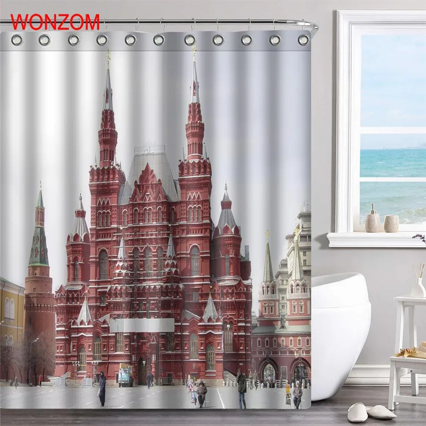

WONZOM Palace Polyester Fabric Bridge Shower Curtain Bathroom Decor Landscape Waterproof Cortina De Bano With 12 Hooks 2017 Gift