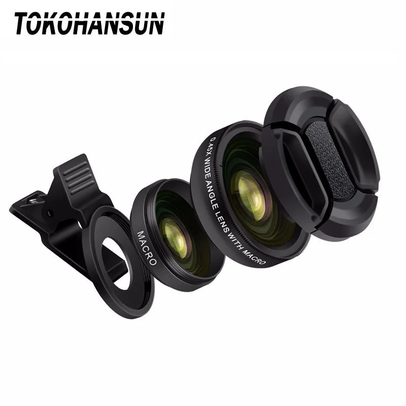 

Professional HD phone Camera Lens Kit 0.63X 0.45 Wide Angle 15X 12.5x Macro smartphone Lens Mobile Phone lenses for xiaomi mi a1