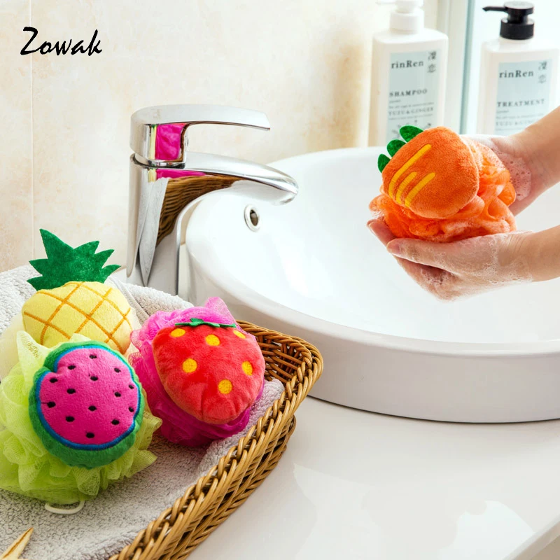 Bath Shower Sponge Baby Bath Flower Cute Fruit Shape Lovely Soft Mesh