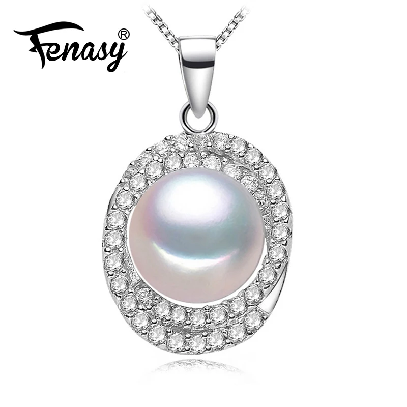 

FENASY luxury Cubic zirconia CZ s925 silver Freshwater Pearl Necklace for Women,with Wedding birthday anniversary gift