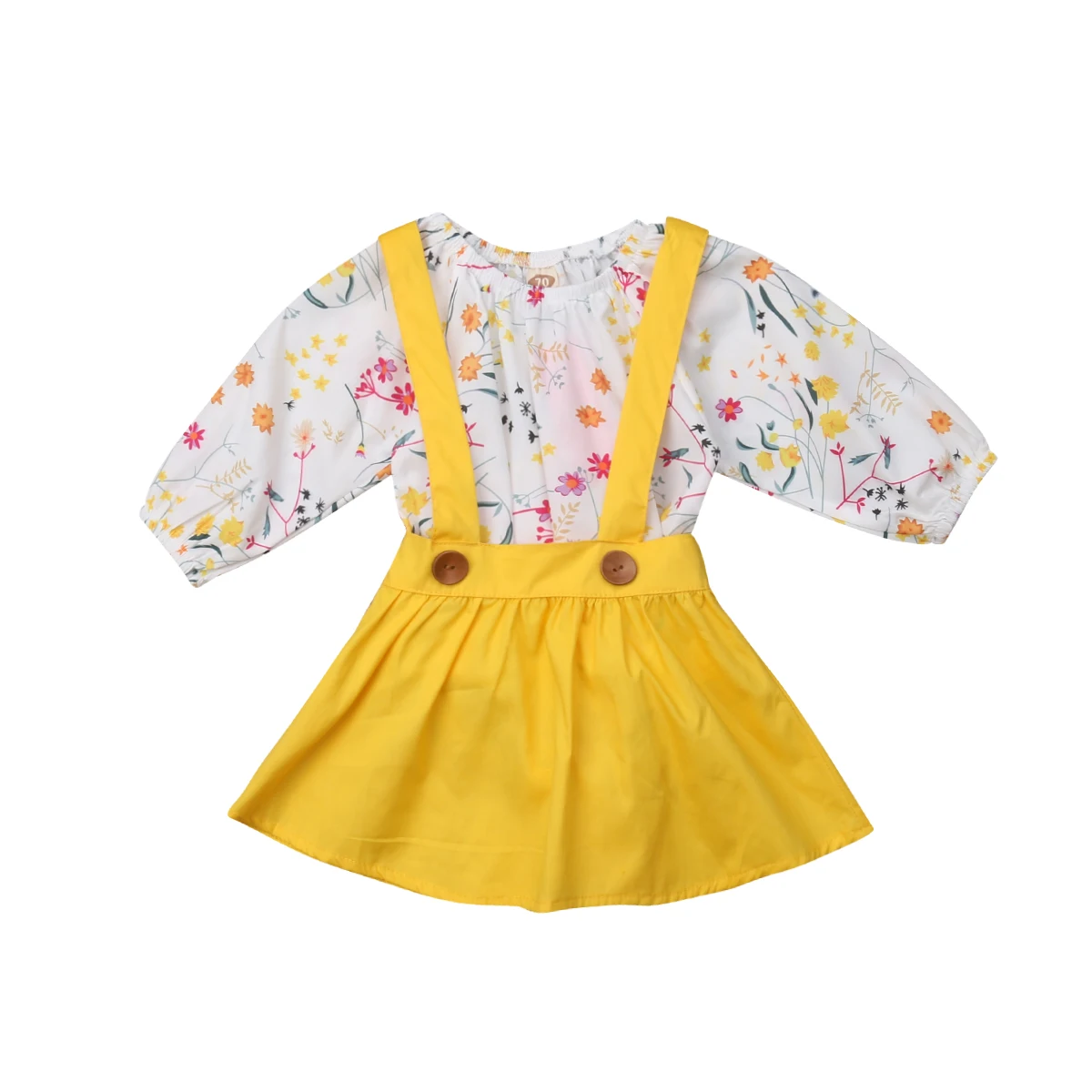 

Babies Girls Floral Clothes Sets Newborn Baby Kids Girl Flower Outfits Clothing Set Bodysuit Tops +Strap Skirt Outfit 0-24M 2019