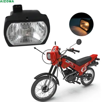 

E-Marked (E22) Black Motorcycles Headlight Clear Lens Filaments Lamp Front Head Light For ZID & ZIK Pilot ZD-50 Ptaha ZD-36