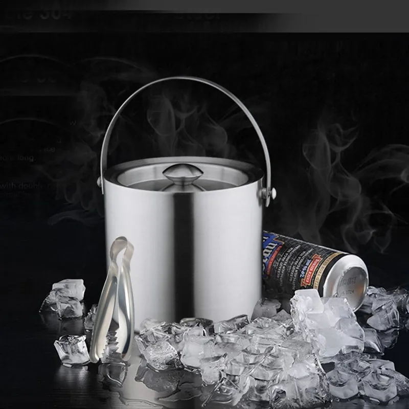 Lecook Ice Bucket & Tongs Double Wall Stainless Steel Ice Buckets