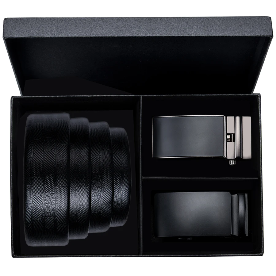

Hi-Tie 100% Cowskin Leather Mens Belt Automatic Buckle Classic Formal Black Men's Business Waist Belt Strap for Jeans Trouser
