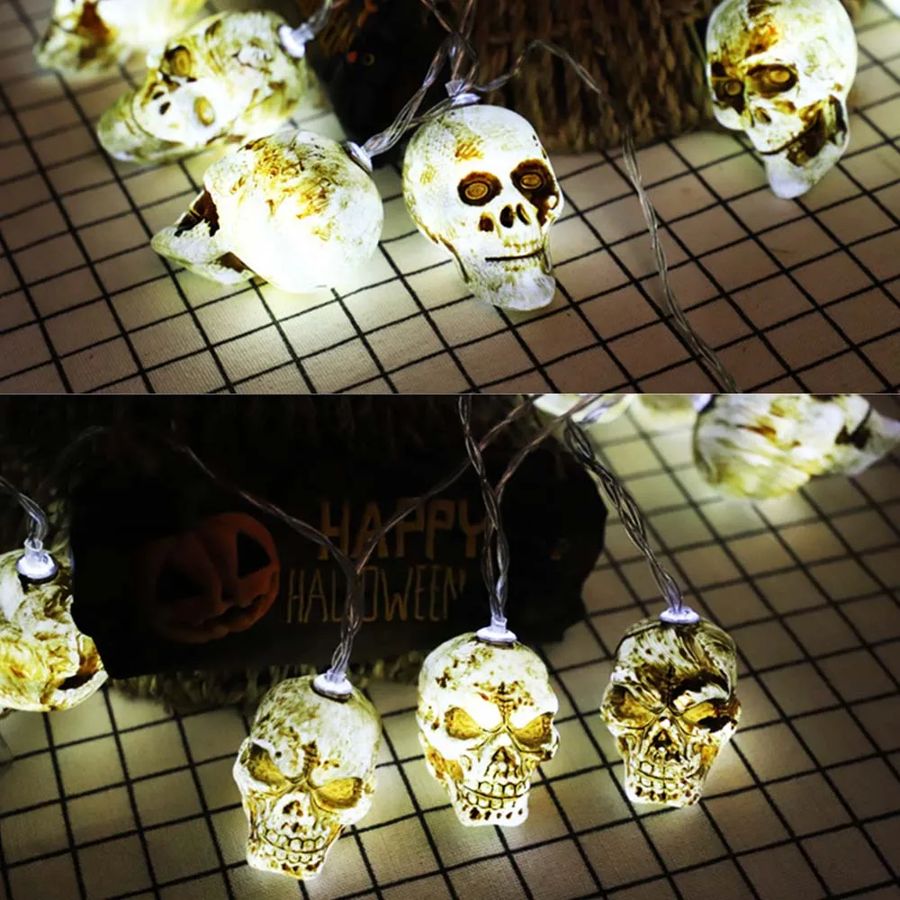 Тыква Призрак 10 шт. светодиодный свет шнура украшение на празднование Хэллоуина летучая мышь паук сказочные гирлянды для внутреннего и уличные украшения