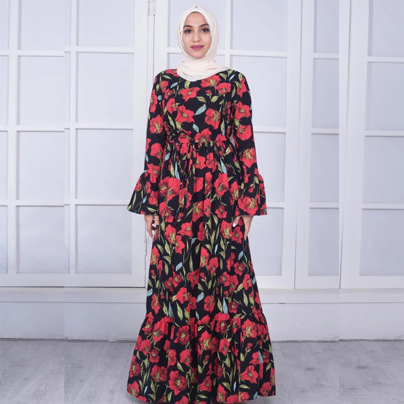 

Plus Size Vestidos 2019 Abaya Dubai Kaftan Crepe Long Bandage Hijab Arabic Muslim Dress Women Elbise Turkish Islamic Clothing